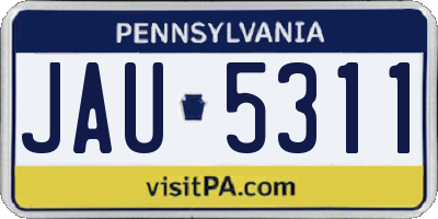 PA license plate JAU5311