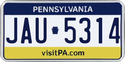 PA license plate JAU5314