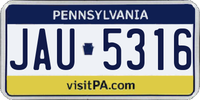 PA license plate JAU5316