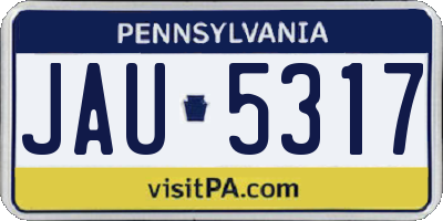 PA license plate JAU5317