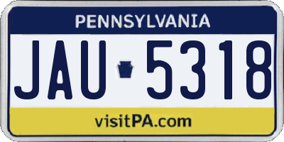 PA license plate JAU5318