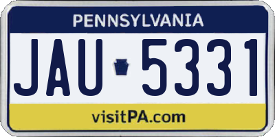 PA license plate JAU5331