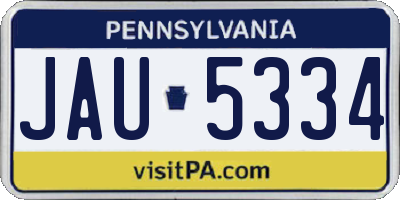 PA license plate JAU5334