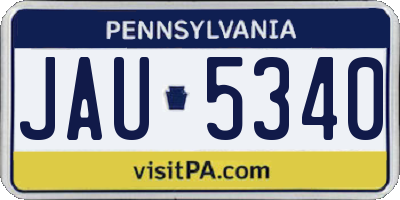 PA license plate JAU5340