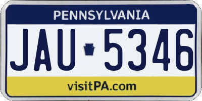 PA license plate JAU5346