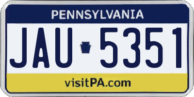 PA license plate JAU5351