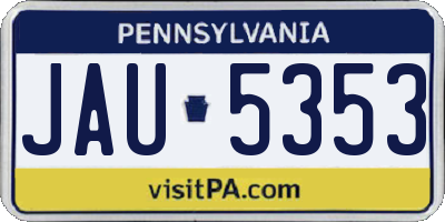 PA license plate JAU5353