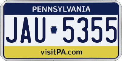 PA license plate JAU5355