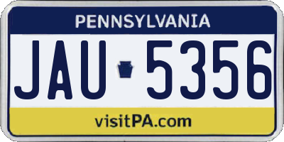PA license plate JAU5356