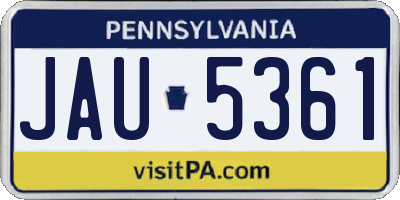 PA license plate JAU5361