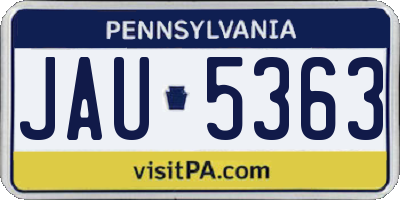 PA license plate JAU5363