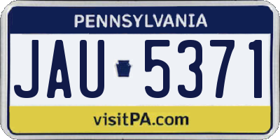 PA license plate JAU5371