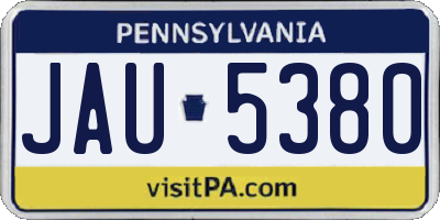 PA license plate JAU5380