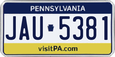 PA license plate JAU5381