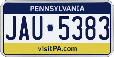 PA license plate JAU5383