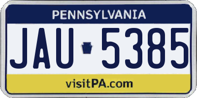 PA license plate JAU5385