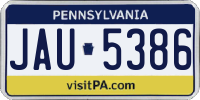 PA license plate JAU5386