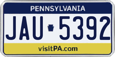 PA license plate JAU5392