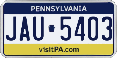 PA license plate JAU5403