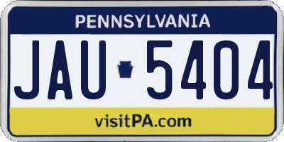 PA license plate JAU5404