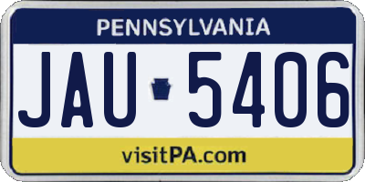 PA license plate JAU5406