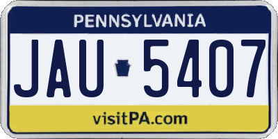 PA license plate JAU5407