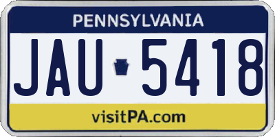 PA license plate JAU5418