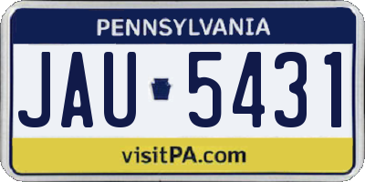 PA license plate JAU5431