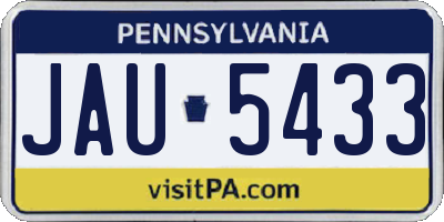 PA license plate JAU5433