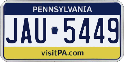 PA license plate JAU5449