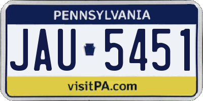 PA license plate JAU5451