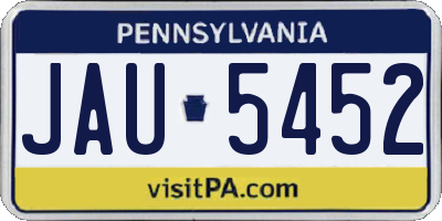 PA license plate JAU5452