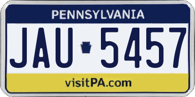 PA license plate JAU5457