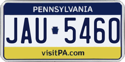 PA license plate JAU5460