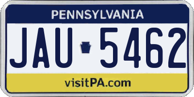 PA license plate JAU5462