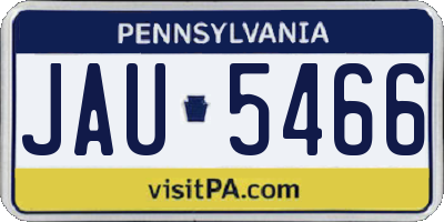 PA license plate JAU5466