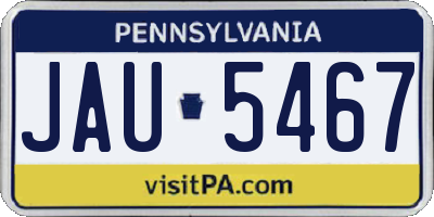 PA license plate JAU5467