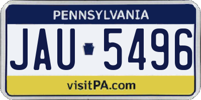 PA license plate JAU5496