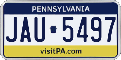 PA license plate JAU5497