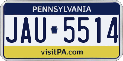 PA license plate JAU5514
