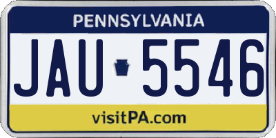 PA license plate JAU5546