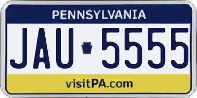 PA license plate JAU5555