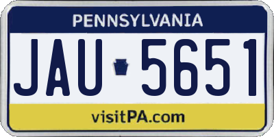 PA license plate JAU5651