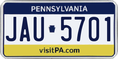 PA license plate JAU5701