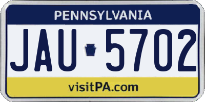 PA license plate JAU5702