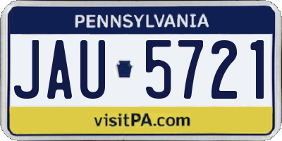 PA license plate JAU5721