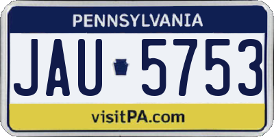 PA license plate JAU5753