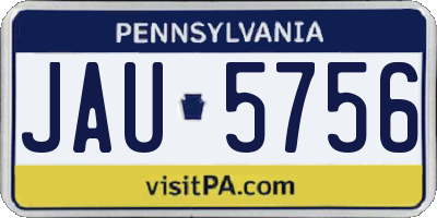 PA license plate JAU5756