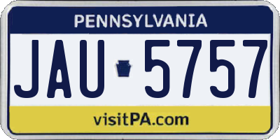 PA license plate JAU5757