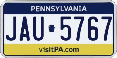 PA license plate JAU5767